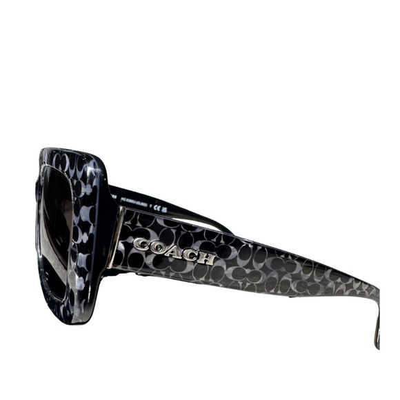 COACH Signature Oversized Black Rectangle Sunglasses - Picture 1 of 5